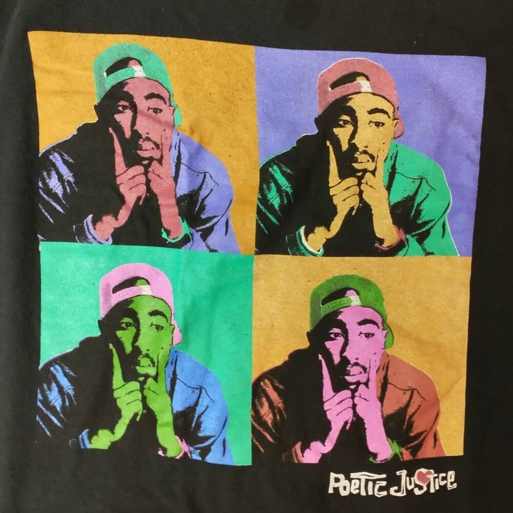 Poetic Justice Tupac T Shirt Men Size 2XL Black Pop Art Graphic 2Pac Movie Promo